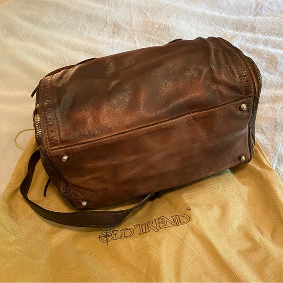 Old Trend hand painted ombre satchel in dark brown - Picture 8 of 16